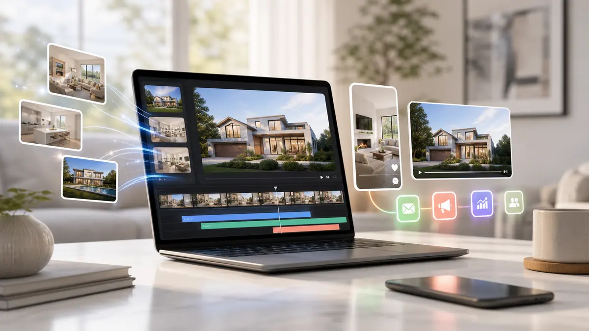 Real estate video marketing assets for listing pages, social posts, email, seller updates, and ads